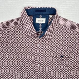 7 Diamonds Shirt Men's M Geometric Short Sleeve 4 Way Stretch Button Up